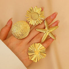 Personality ring Female flower sunflower starfish open ring - Nimall