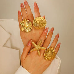 Personality ring Female flower sunflower starfish open ring - Nimall