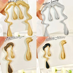 Personalized alloy retro exaggerated liquid water drop earrings earrings - Nimall