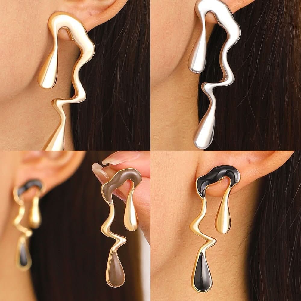 Personalized alloy retro exaggerated liquid water drop earrings earrings - Nimall