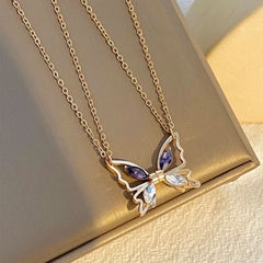 Personalized butterfly couple necklace creative magnetic suction hollow butterfly collarbone chain - Nimall