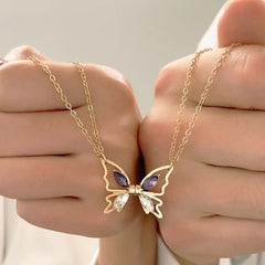 Personalized butterfly couple necklace creative magnetic suction hollow butterfly collarbone chain - Nimall