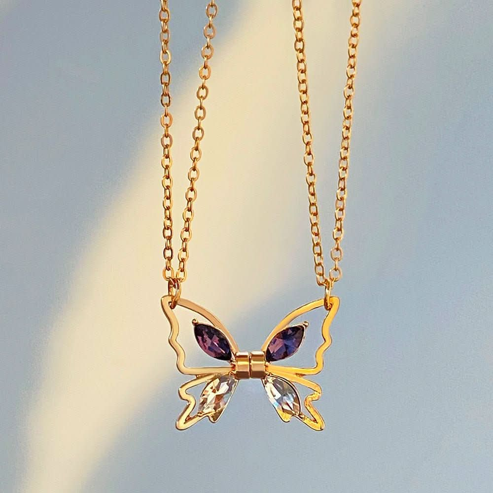 Personalized butterfly couple necklace creative magnetic suction hollow butterfly collarbone chain - Nimall