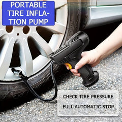 Portable Air Compressor Inflator Wireless & Handheld Pump With LED Light Suitable For Inflating Tires On Balls/Bicycles/Motorcycles/Cars - Nimall