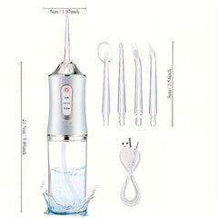 Portable Electric Water Flosser With 4 Nozzles, Rechargeable Oral Irrigator USB - Nimall