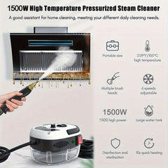 Portable Handheld Steam Cleaner High Temperature Pressurized Steam Cleaning Machine With Brush Heads For Kitchen Furniture Bathroom (EU Plug) - Nimall