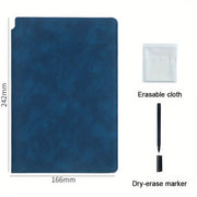 Portable & Stylish A5 Reusable Whiteboard Notebook: Weekly Planner, Faux Leather Memo, Free Whiteboard Pen & Erasing Cloth - Nimall