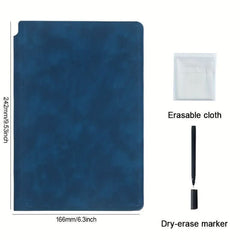 Portable & Stylish A5 Reusable Whiteboard Notebook: Weekly Planner, Faux Leather Memo, Free Whiteboard Pen & Erasing Cloth - Nimall