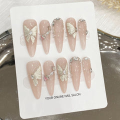 Pure handmade phototherapy wearing nail Swallowtail butterfly hand - painted three - dimensional plastic carving butterfly nude sticker diamond nail wearing nail - Nimall