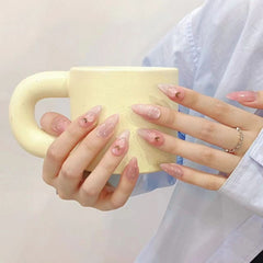 Purely handmade nail wear summer new peach versatile white wear nail art advanced sense - Nimall