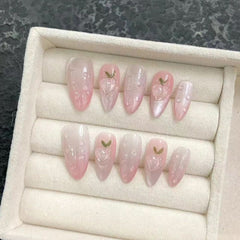 Purely handmade nail wear summer new peach versatile white wear nail art advanced sense - Nimall