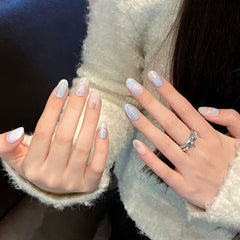 Purely handmade real shot, cold Yunchuan haze blue plaster angel rose handmade wearing nail fake nail manicure - Nimall