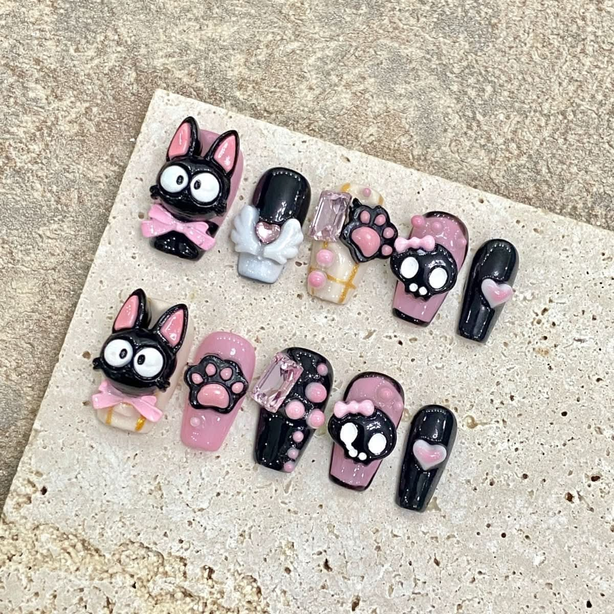 Purely handmade wear nail cross - eyed cat claw sweet cool cute wind removable nail nail patch finished product - Nimall