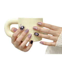 Purple wind chimes are purely handmade nail art, purple cat's eye bow with drill, sweet and cute fake nails. - Nimall