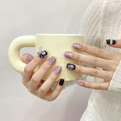 Purple wind chimes are purely handmade nail art, purple cat's eye bow with drill, sweet and cute fake nails. - Nimall