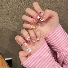 Qianxi Spice Girl hand - painted manicure leopard print sweet and spicy style cute KT cat manicure control pure hand - worn - Nimall