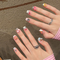 Qianxi Spice Girl hand - painted manicure leopard print sweet and spicy style cute KT cat manicure control pure hand - worn - Nimall