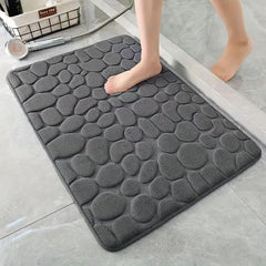 Quick-Dry Non-Slip Bath Mat  Pebble Design Super Absorbent, Odorless