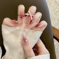 Red naked through ice through high cold three - dimensional butterfly sticker drilling lifetime love socialite hottie wearing nail fake nails - Nimall