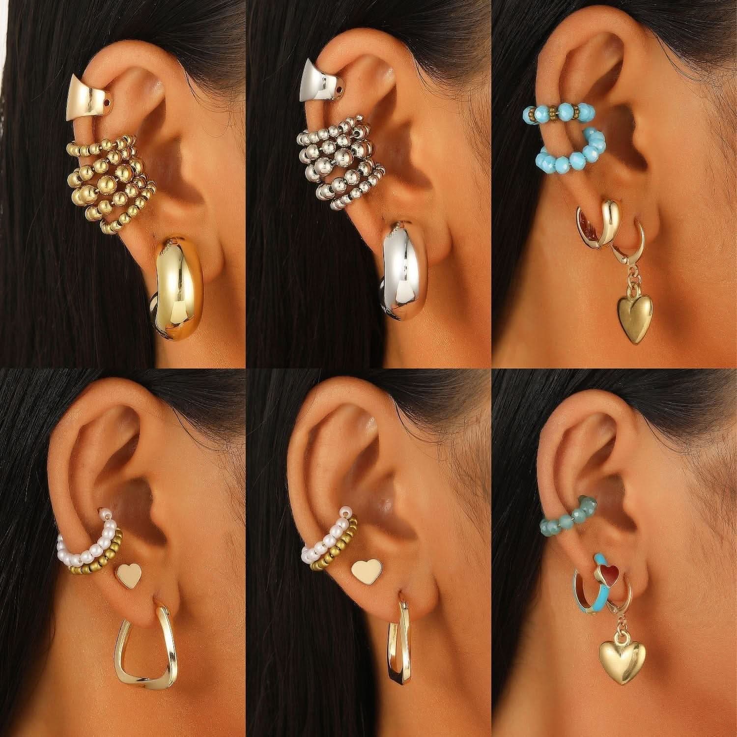 Retro fashion niche stud earrings ear buckles earbone clips earrings - Nimall