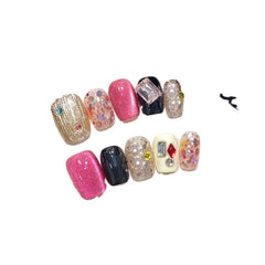 Retro Neon Pure Handmade Wear Nail Cat's Eye Nail Patch Fake Nail Premium Short - Nimall