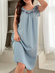 Ruffle Trim Contrast Detail Nightdress Womens Lingerie - Nimall