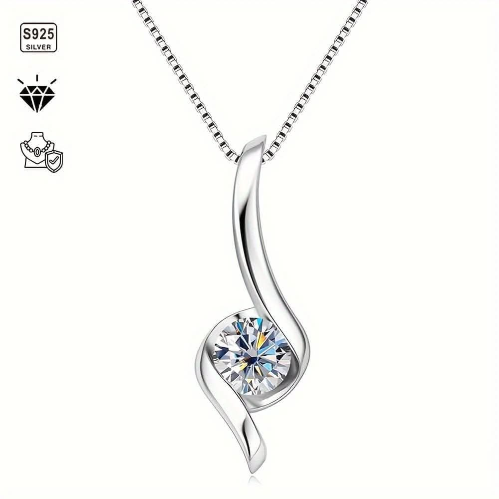 S925 1 Carat Moissanite Pendant Necklace, Ideal Choice For Gifts AL094 - Nimall