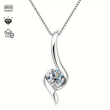 S925 1 Carat Moissanite Pendant Necklace, Ideal Choice For Gifts AL094