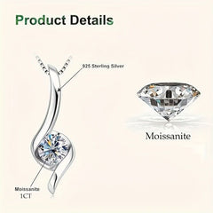 S925 1 Carat Moissanite Pendant Necklace, Ideal Choice For Gifts AL094 - Nimall