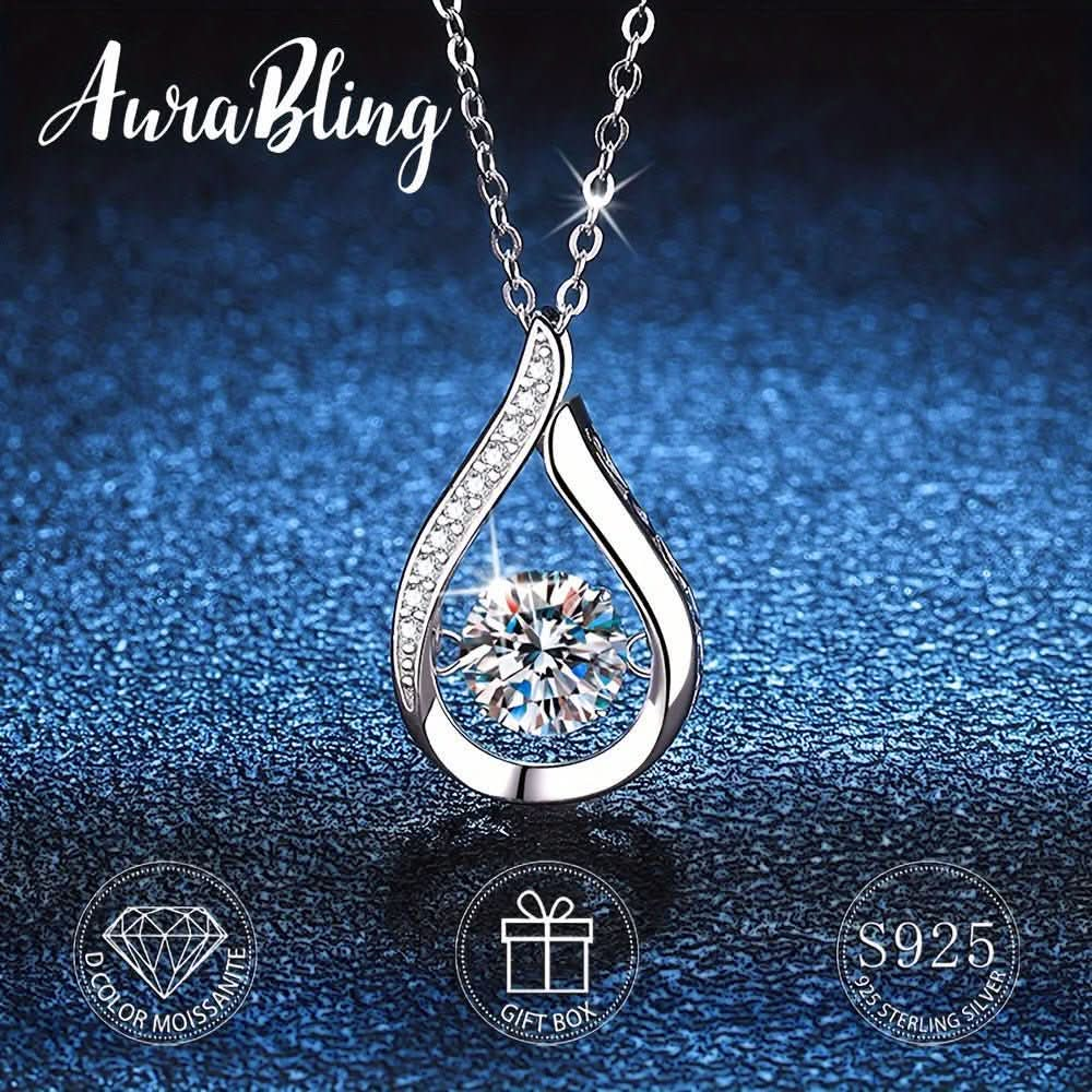 S925 Sterling Silver Teardrop Pendant Necklace Moissanite Pendant Necklace OM094 - Nimall