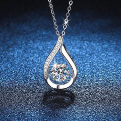 S925 Sterling Silver Teardrop Pendant Necklace Moissanite Pendant Necklace OM094 - Nimall