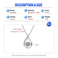 S925 Sterling Silver Teardrop Pendant Necklace Moissanite Pendant Necklace OM094 - Nimall