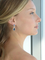 Sapphire Cubic Zirconia Teardrop Earrings AL060 - Nimall