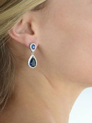 Sapphire Cubic Zirconia Teardrop Earrings AL060 - Nimall