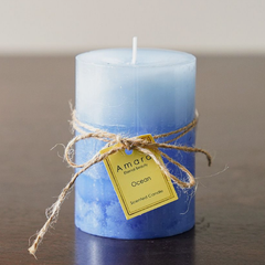 Pillar Candle Multi Blue 7X10Cm 310G