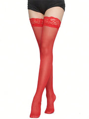 Sexy Red Women's Stockings Lace Thigh High Stockings Womens Lingerie - Nimall