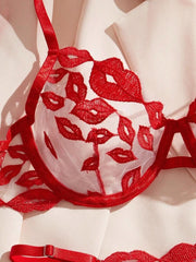 Sexy Women Lingerie Set Bra and Panty Set Dotted Lip Embroidery Womens Lingerie - Nimall