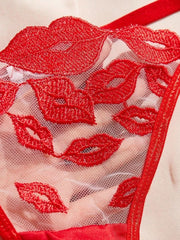 Sexy Women Lingerie Set Bra and Panty Set Dotted Lip Embroidery Womens Lingerie - Nimall