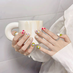 Short round pinched cute cartoon dopamine girl hand - painted hand - worn nail fake nail manicure - Nimall