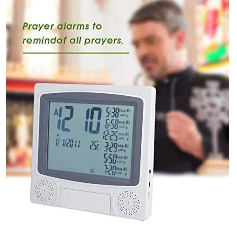 Silver alarm clock and Mecca call to prayer NH035 AL180 - Nimall