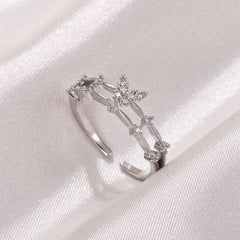 Simple butterfly ring women's fashion temperament double - layer geometric opening ring - Nimall