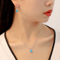 Simple fashion temperament necklace earrings set multi - color zircon pendant - Nimall