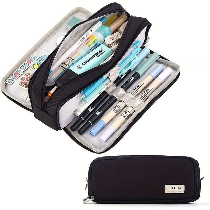 Simple Large - capacity Pencil Case Stationery Box Version Of Junior High School Students High School Students Multi - functional Pencil Bag Three Layers - Nimall