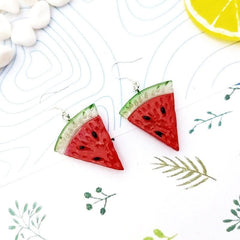 Simulated three - dimensional fruit earrings, cool summer watermelon earrings, cute ear clips without piercings. - Nimall