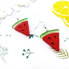 Simulated three - dimensional fruit earrings, cool summer watermelon earrings, cute ear clips without piercings. - Nimall