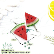 Simulated three - dimensional fruit earrings, cool summer watermelon earrings, cute ear clips without piercings. - Nimall