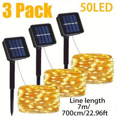 Solar String Lights Outdoor 3 Pack Warm White LED Fairy Lights - Nimall