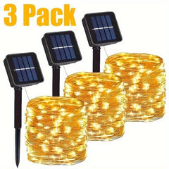 Solar String Lights Outdoor 3 Pack Warm White LED Fairy Lights - Nimall