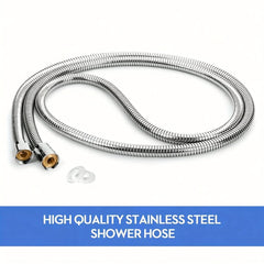 Stainless Steel Shower Hose 59 Inch - Flexible, Kink - Free Showerhead Extension with Universal 1/2" Connectors - Leakproof Design for High Pressure Water Systems - Bathroom Accessory, No Electricity Needed - Nimall