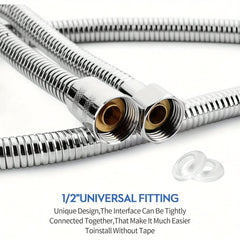 Stainless Steel Shower Hose 59 Inch - Flexible, Kink - Free Showerhead Extension with Universal 1/2" Connectors - Leakproof Design for High Pressure Water Systems - Bathroom Accessory, No Electricity Needed - Nimall